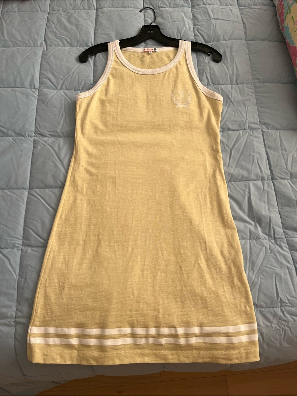 Game Set Match Sundry Pale Yellow Tank Mini Dress with White Trim